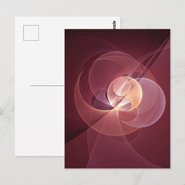 Cartão Postal Abstrato Elegante Moderno Vinho Vermelho Arte Frac (Frente/Verso)