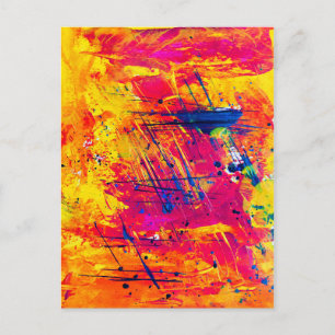 Cartão Postal Abstrato expressionismo Arte Amarelo Vermelho Amar