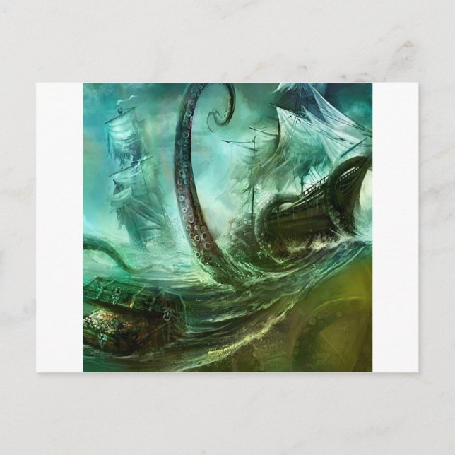 Cartão Postal Abstrato Fantasy Pirates Nightmare Treasure (Frente)