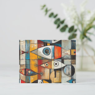 Cartão Postal Abstrato Fish Art