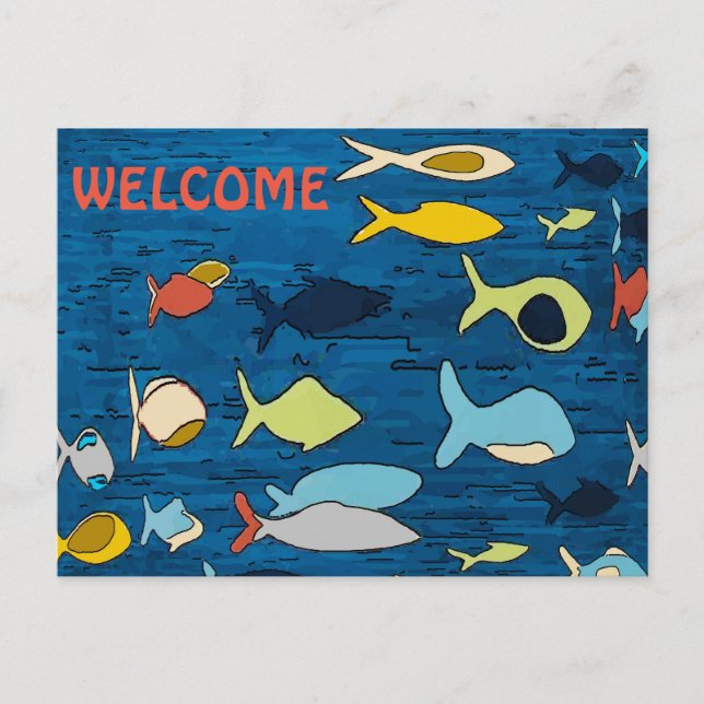 Cartão Postal Abstrato Fish,BEM-VINDO, adicionar texto (Frente)
