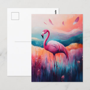 Cartão Postal Abstrato Flamingo Oil Painting