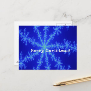 Cartão Postal Abstrato Floco de Neve Azul Natal Feliz