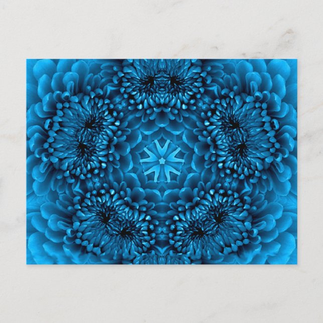 Cartão Postal ABSTRATO Floral AZUL DAHLIA FlOWER (Frente)