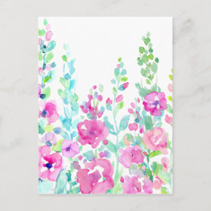 Cartão Postal Abstrato floral de aquarela