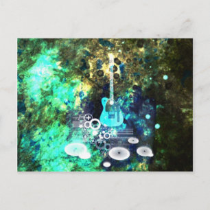 Cartão Postal Abstrato Guitar Art