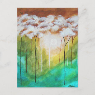 Cartão Postal Abstrato Landscape Art Dawn Light Skinny Trees