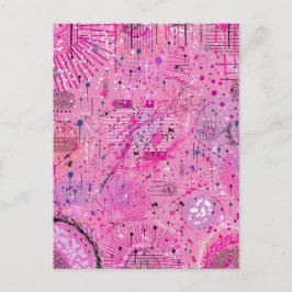 Cartão Postal Abstrato Maximalista Rosa: Sundae de Framboesa