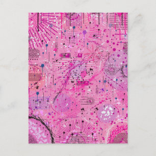 Cartão Postal Abstrato Maximalista Rosa: Sundae de Framboesa