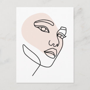 Cartão Postal Abstrato mínima de solteiro fêmea Arte da Linha de