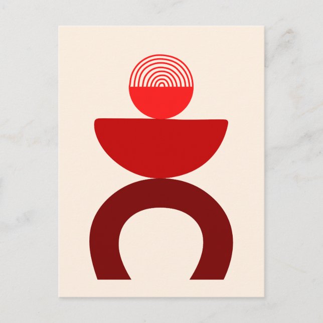 Cartão Postal Abstrato Modern Art Geometrics Shapes Red (Frente)