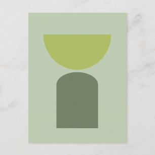 Cartão Postal Abstrato Modern Art Geometrics Shapes Sage Green