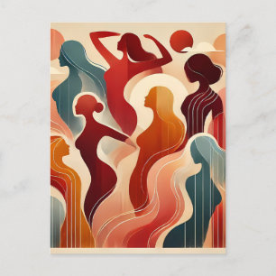Cartão Postal Abstrato moderna celebrando o empoderamento das mu