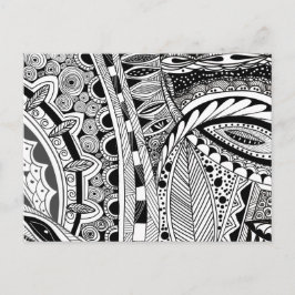 Cartão Postal Abstrato moderna de tinta preta e branca