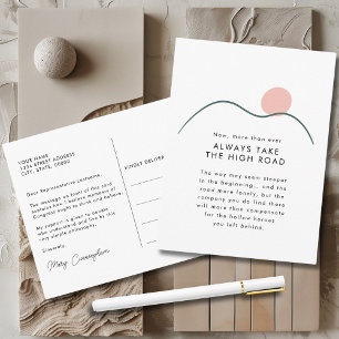 Cartão Postal Abstrato Montanha e Sol Tomam a Estrada Alta