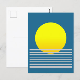 Cartão Postal Abstrato Orange Sun e Sea Landscape