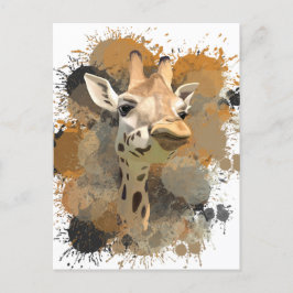 Cartão Postal Abstrato Paint Splatter da African Willife Giraffe