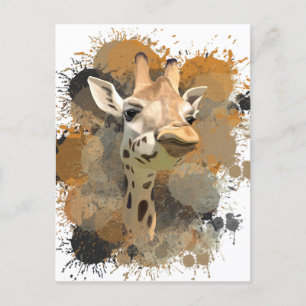 Cartão Postal Abstrato Paint Splatter da African Willife Giraffe