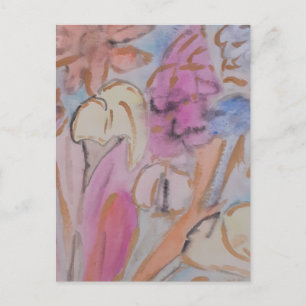 Cartão Postal Abstrato Pastel Floral