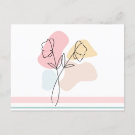 Cartão Postal Abstrato Pastel Floral