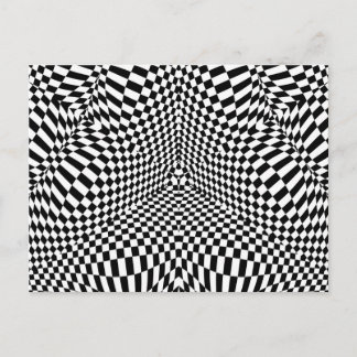 Cartão Postal Abstrato preto e branco padrão de verificação