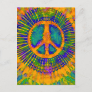Cartão Postal Abstrato Psicodélico - Sinal de Paz Tie-Dye
