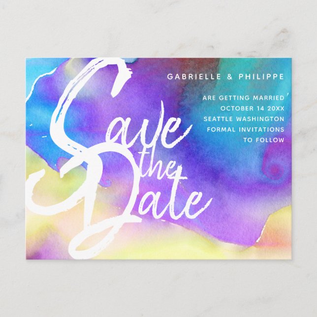 Cartão Postal Abstrato Puro Aquarela, Negrito, Chic & Moderno (Frente)