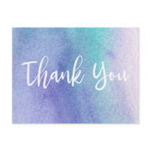 Abstrato Purple e Blue Watercolor Obrigado