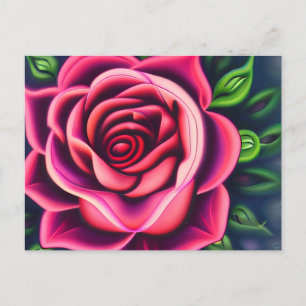 Cartão Postal Abstrato Romântico Rosa Bloom