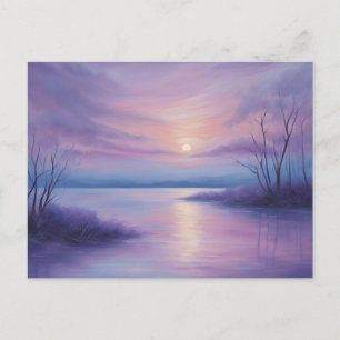 Cartão Postal Abstrato Sunset Sobre O Lago De Inverno