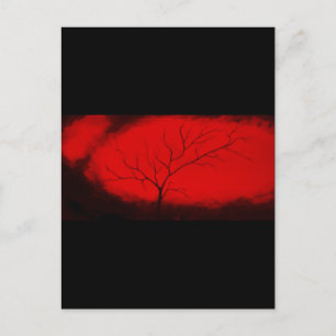 Cartão Postal Abstrato Tree & Red Sky Original Abstrato de Arte