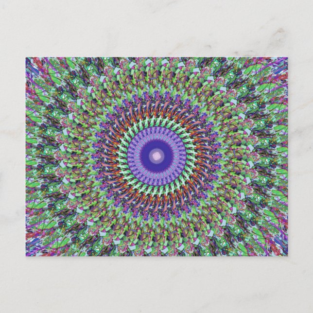 Cartão Postal Abstrato Verde E Roxo (Frente)