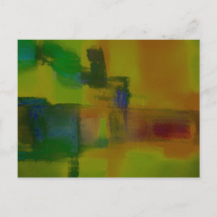 Cartão Postal Abstrato Verde Moderno Amarelo