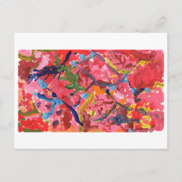 Cartão Postal Abstrato vermelho e rosa com realces azuis