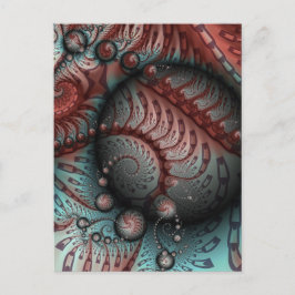 Cartão Postal Abstrato Vivid Fantasy Fractal Art Brown Blue