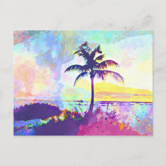 Cartão Postal Abstrato Watercolor - Beach Sunset I