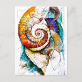 Cartão Postal Abstrato Watercolor Ilustração de um Nautilus