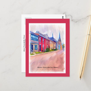Cartão Postal Abstrato Watercolor Row Houses