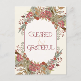 Cartão Postal Abundant fall floral Bênção Grateful Graças
