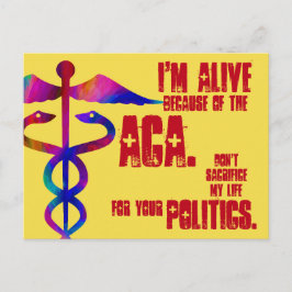 Cartão Postal ACA My Life Your Politics Postcard