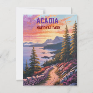 Cartão Postal Acadia Autumn Cliff Vintage Coastal Maine Viagem