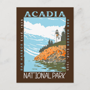 Cartão Postal Acadia National Park Bar Harbor Lighthouse Vintage
