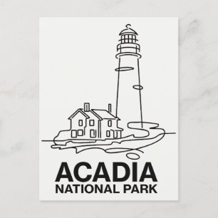Cartão Postal Acadia National Park Lighthouse Line Art