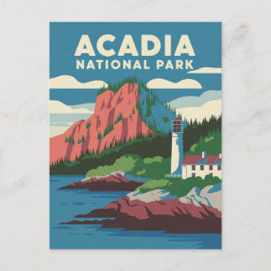 Cartão Postal Acadia National Park Vintage Lighthouse