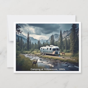 Cartão Postal Acampamento na cena de Yellowstone dos anos 50