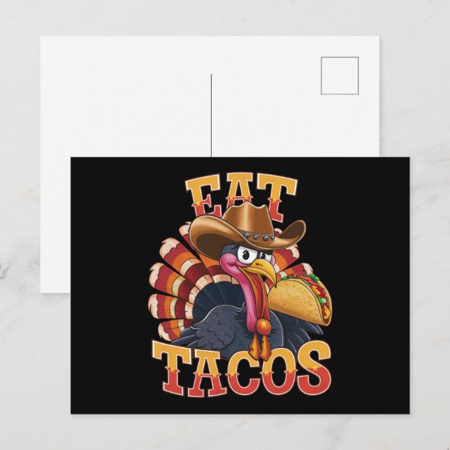Cartão Postal Ação de Graças A Turquia Comeu Tacos Engraçado Mex (Frente/Verso)