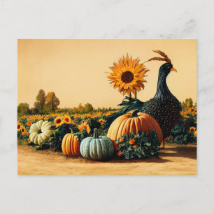 Cartão Postal Ação de Graças à Turquia e Pumpkins