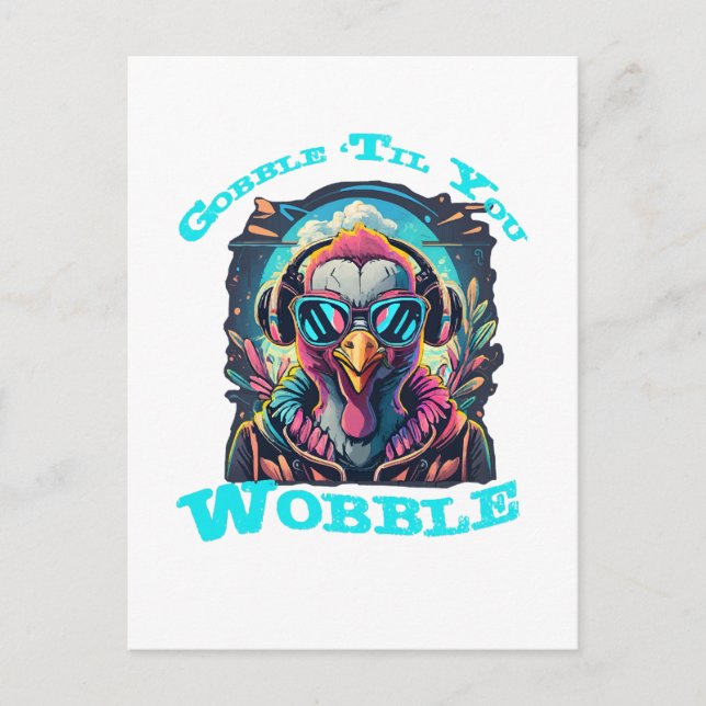 Cartão Postal Ação de Graças à Turquia Wobble (Frente)