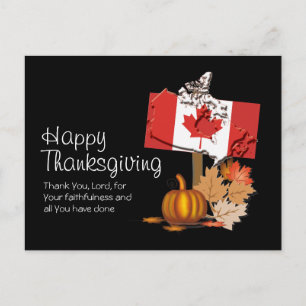 Cartão Postal AÇÃO DE GRAÇAS CANADENSE com Bandeira do Canadá