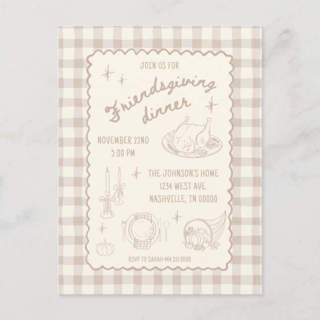 Cartão Postal Ação de Graças de Amizade Estética Neutral (Frente)